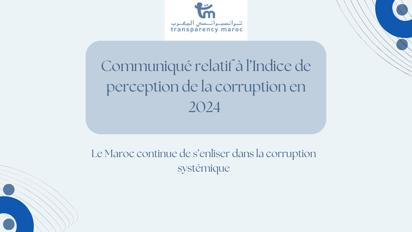 Communiqué relatif à l’Indice de perception de la corruption en 2024