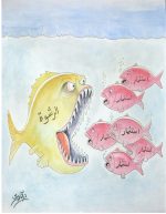 Caricature produit par Transparency Maroc sur l'investissements et corruption