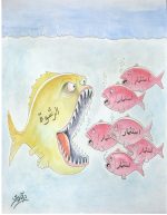 Caricature produit par Transparency Maroc sur l'investissements et corruption